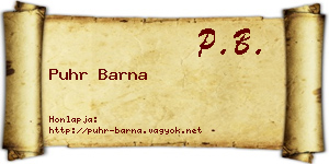 Puhr Barna névjegykártya